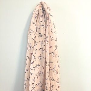 Floral pink and navy lightweight scarf